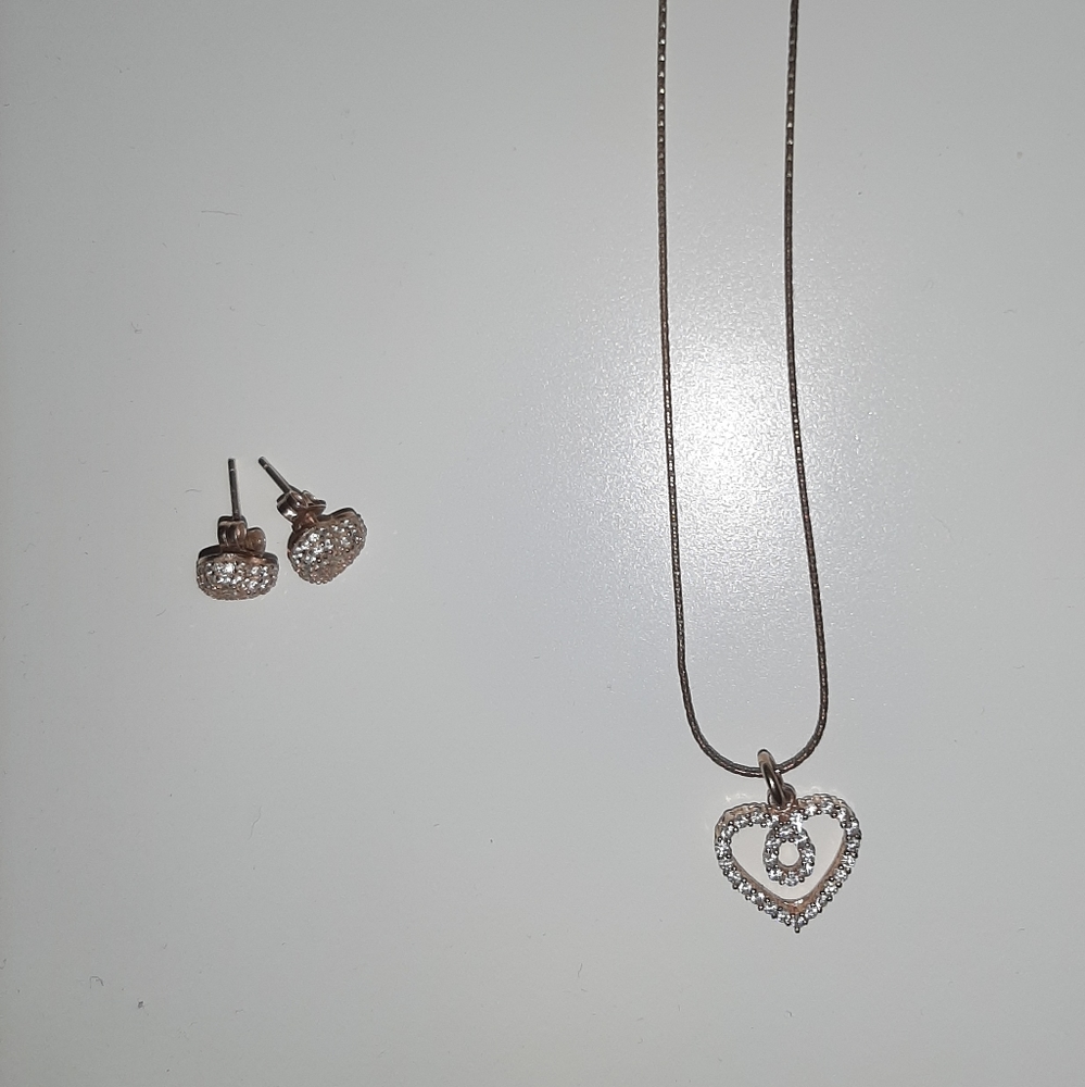 Bittersweet rose gold heart earrings and necklace